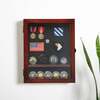 Flash Furniture Maverick 11x14 Solid Pine Medals Display Case w/3 Channel Grooved Removable Shelves in Mahogany HMHD-23M014YBN1-MHG-1114-GG